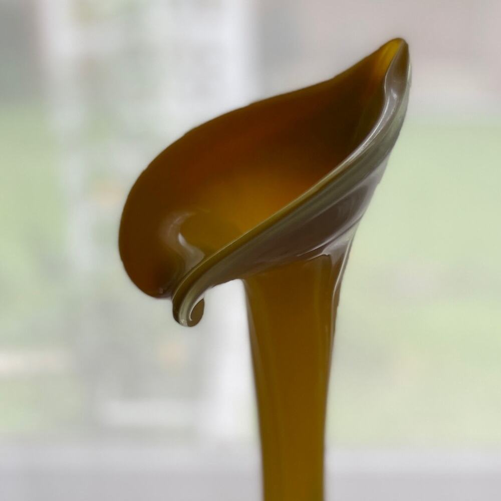 Hand Blown Jack In The Pulpit Calla Lily Art Glass Vase 15.5" Ombre Yellow Teal‎ - Picture 12 of 12